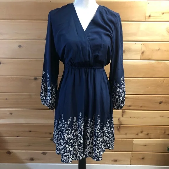 old navy long sleeve wrap dress Old Navy Womens Wrap Dress Floral Long Sleeve Size Large NWT